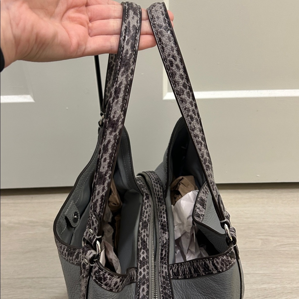 Coach (EUC) Kristy Shoulder Bag in Granite & Snake Embossed Leather Trim - Picture 10 of 14